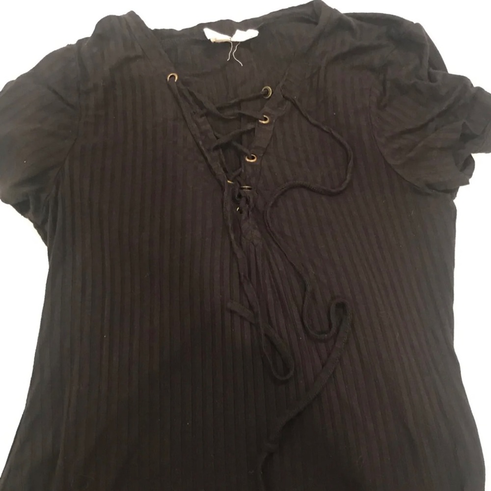 Black Lace Up Top
